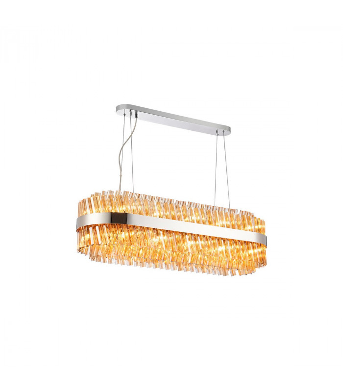 Lysander 24 Light G9 Ceiling Pendant Oblong Polished Nickel Amber Item Weight: 22.65kg-5