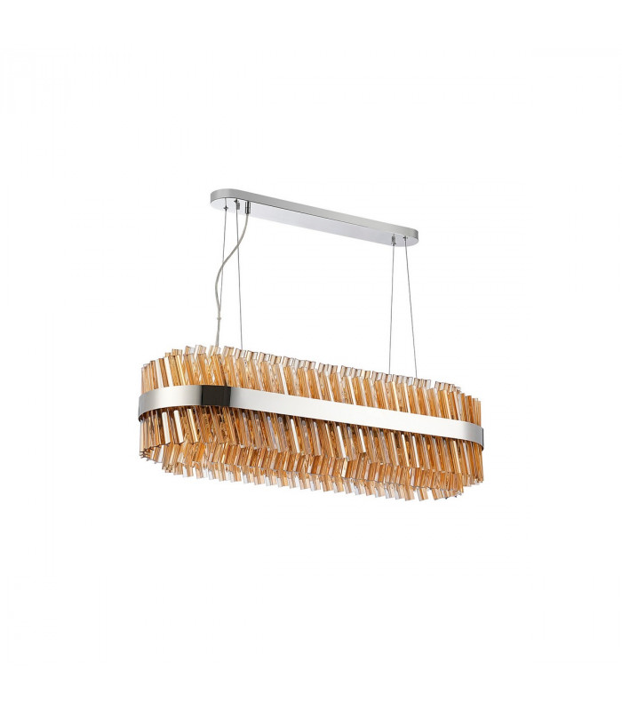 Lysander 24 Light G9 Ceiling Pendant Oblong Polished Nickel Amber Item Weight: 22.65kg-6