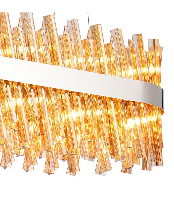 Lysander 24 Light G9 Ceiling Pendant Oblong Polished Nickel Amber Item Weight: 22.65kg-9