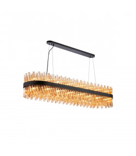 Lysander 36 Light G9 Ceiling Pendant Oblong Satin Black Amber Item Weight: 33.98kg-1