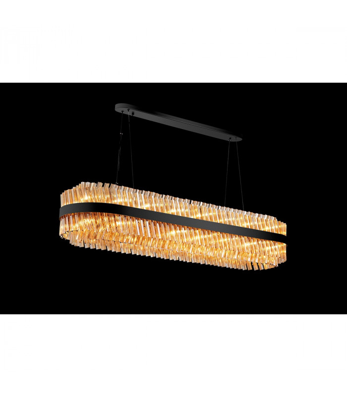 Lysander 36 Light G9 Ceiling Pendant Oblong Satin Black Amber Item Weight: 33.98kg-3