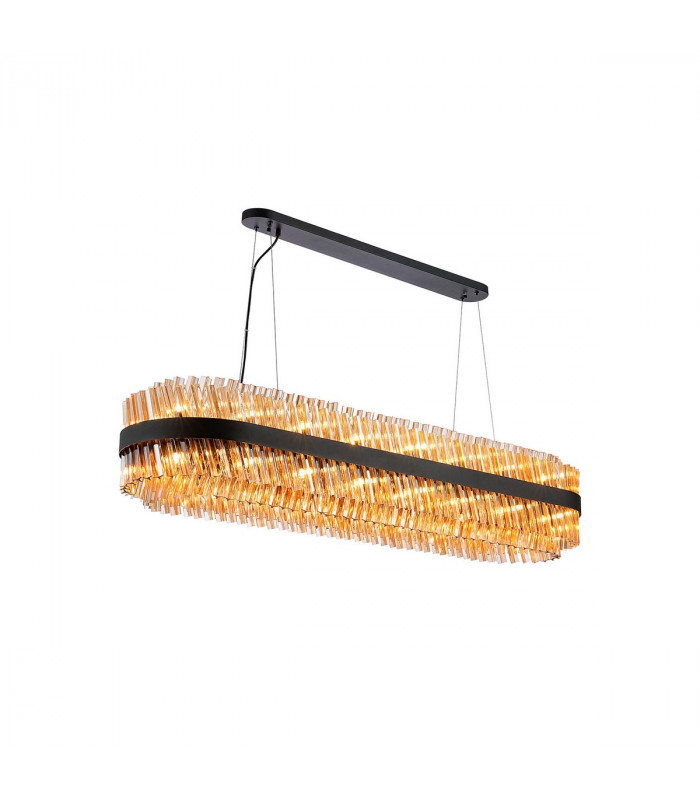 Lysander 36 Light G9 Ceiling Pendant Oblong Satin Black Amber Item Weight: 33.98kg-5