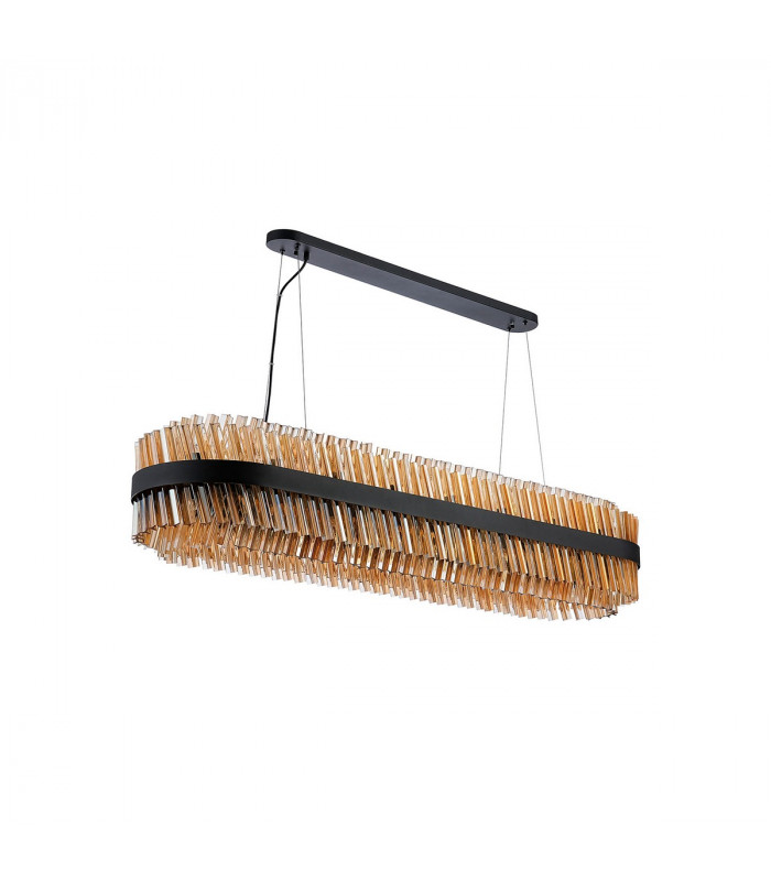 Lysander 36 Light G9 Ceiling Pendant Oblong Satin Black Amber Item Weight: 33.98kg-6