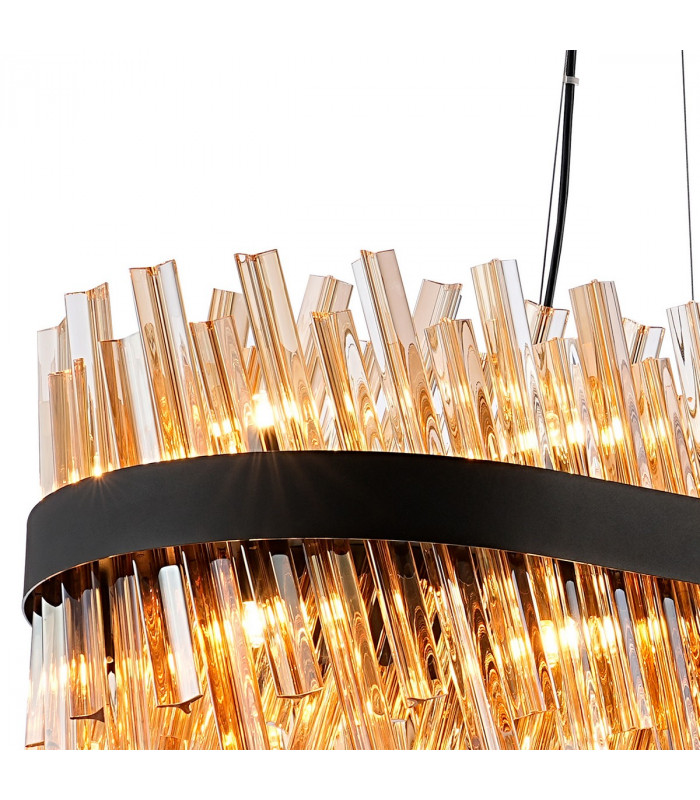 Lysander 36 Light G9 Ceiling Pendant Oblong Satin Black Amber Item Weight: 33.98kg-8