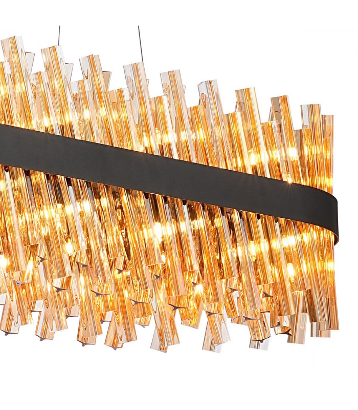 Lysander 36 Light G9 Ceiling Pendant Oblong Satin Black Amber Item Weight: 33.98kg-9