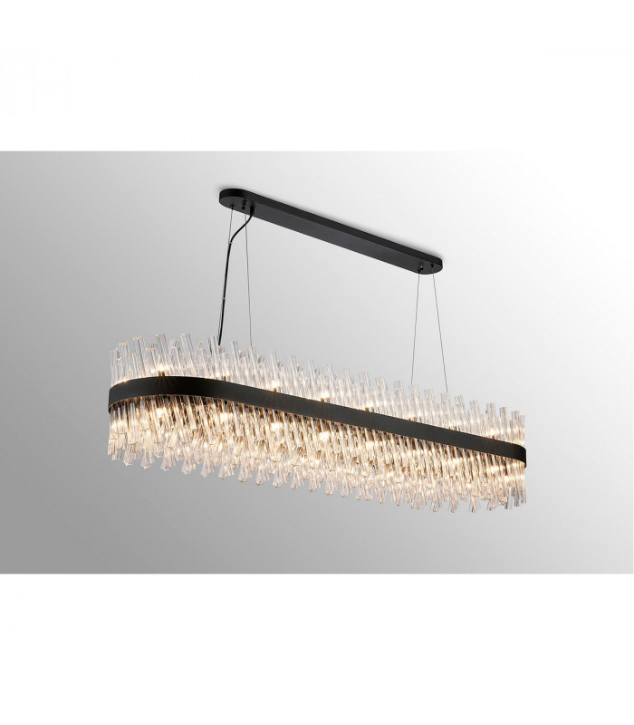 Lysander 36 Light G9 Ceiling Pendant Oblong Satin Black Clear Item Weight: 33.98kg-3