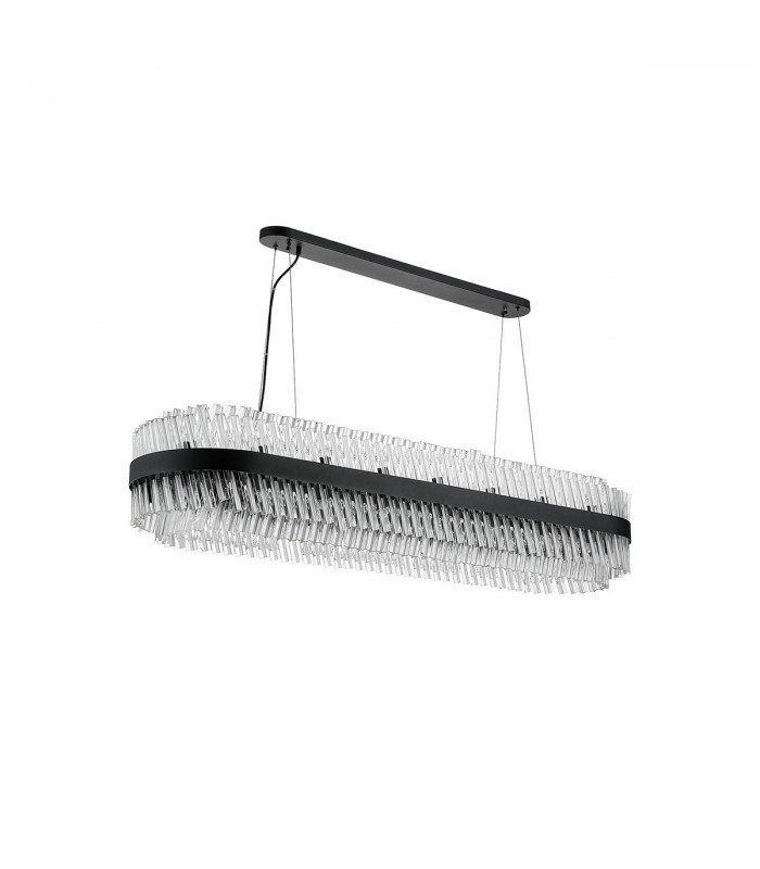 Lysander 36 Light G9 Ceiling Pendant Oblong Satin Black Clear Item Weight: 33.98kg-6