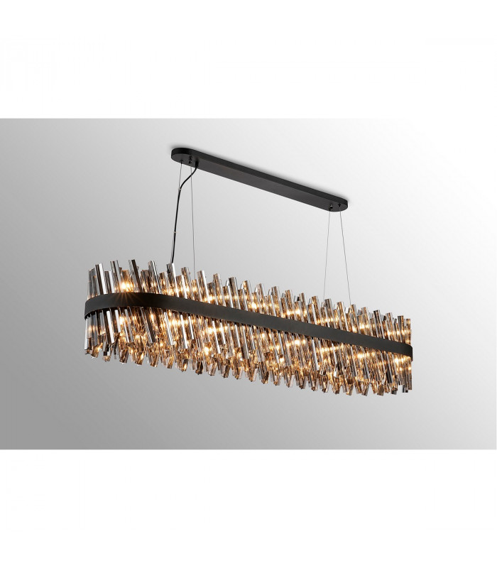 Lysander 36 Light G9 Ceiling Pendant Oblong Satin Black Smoke Item Weight: 33.98kg-3
