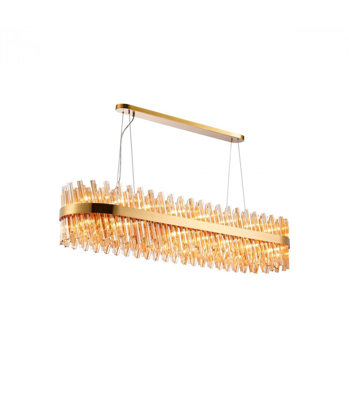 Lysander 36 Light G9 Ceiling Pendant Oblong Brass Amber Item Weight: 33.98kg-1