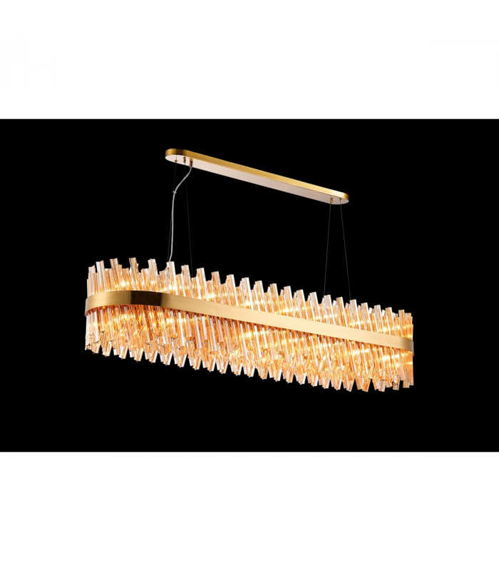 Lysander 36 Light G9 Ceiling Pendant Oblong Brass Amber Item Weight: 33.98kg-3