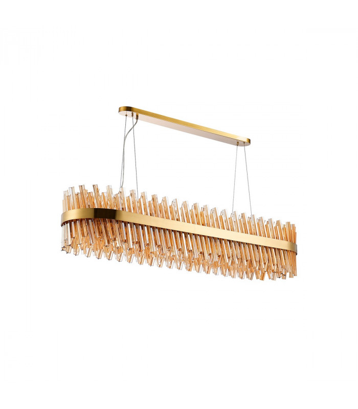 Lysander 36 Light G9 Ceiling Pendant Oblong Brass Amber Item Weight: 33.98kg-4