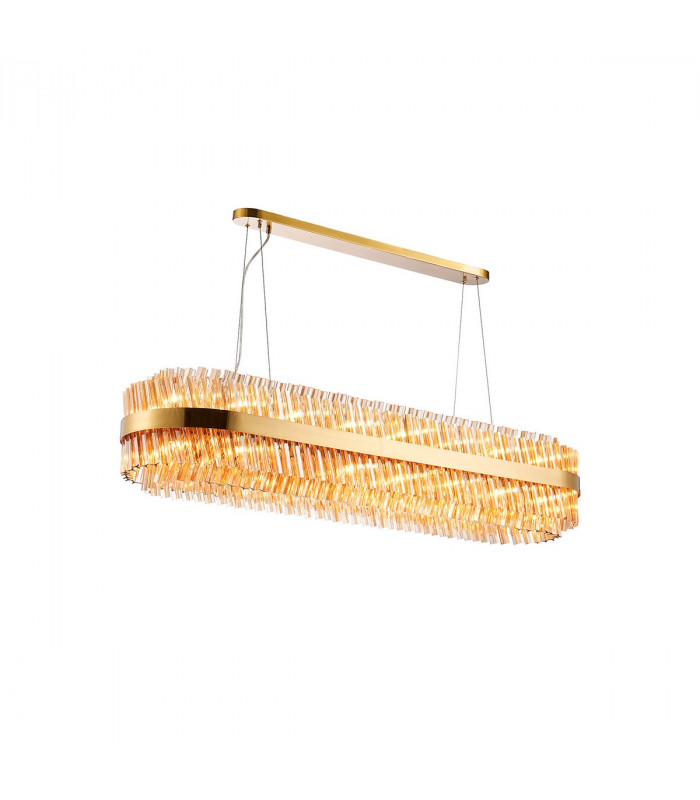 Lysander 36 Light G9 Ceiling Pendant Oblong Brass Amber Item Weight: 33.98kg-5