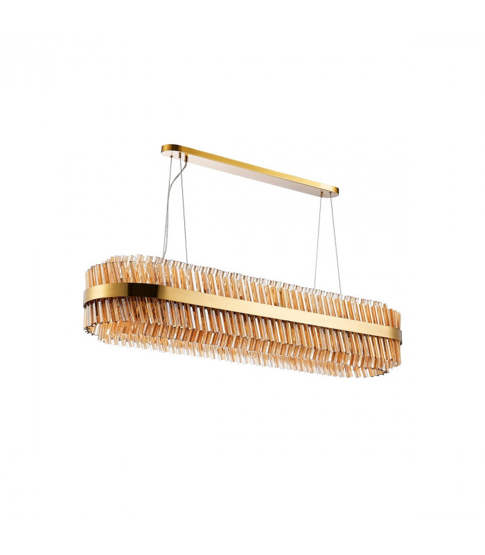 Lysander 36 Light G9 Ceiling Pendant Oblong Brass Amber Item Weight: 33.98kg-6
