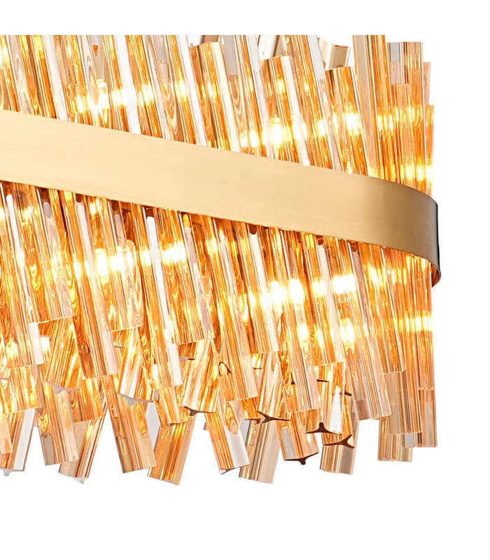 Lysander 36 Light G9 Ceiling Pendant Oblong Brass Amber Item Weight: 33.98kg-9