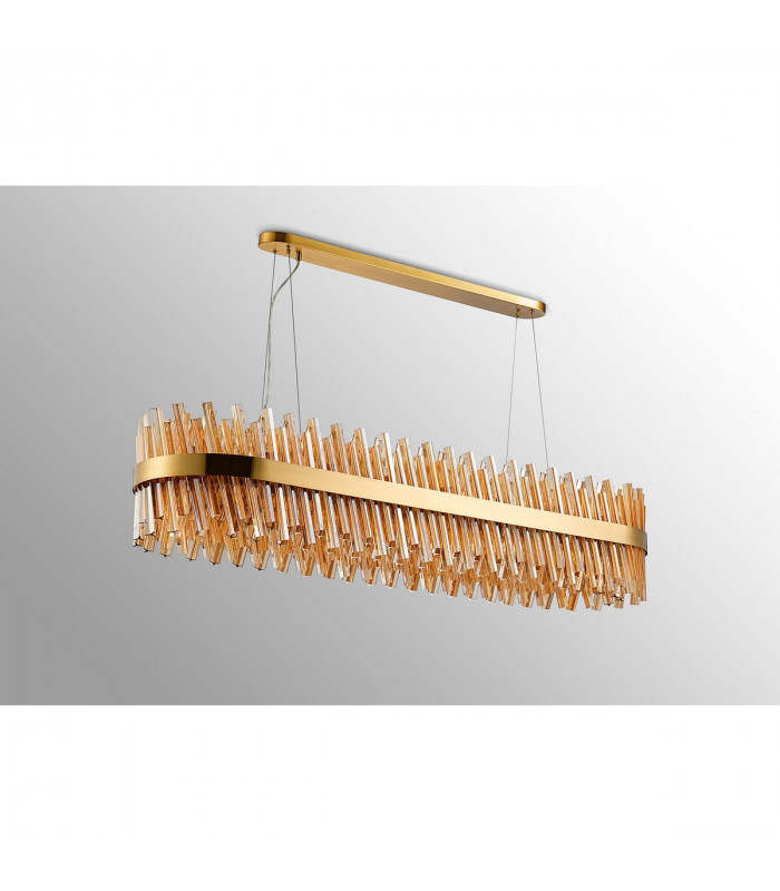 Lysander 36 Light G9 Ceiling Pendant Oblong Brass Amber Item Weight: 33.98kg-10