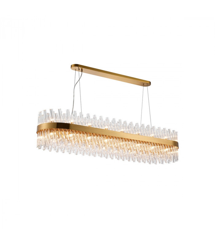 Lysander 36 Light G9 Ceiling Pendant Oblong Brass Clear Item Weight: 33.98kg-1