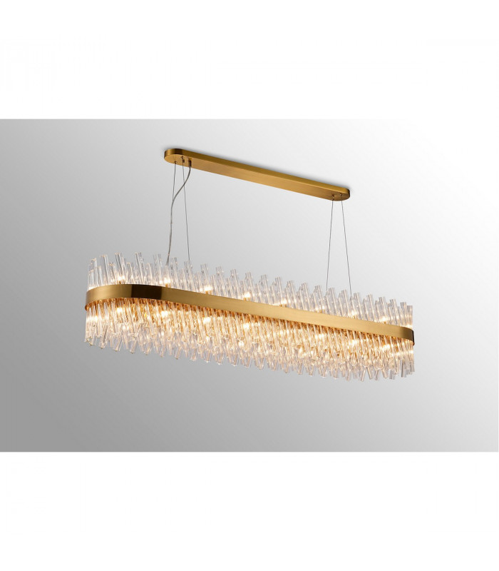 Lysander 36 Light G9 Ceiling Pendant Oblong Brass Clear Item Weight: 33.98kg-3