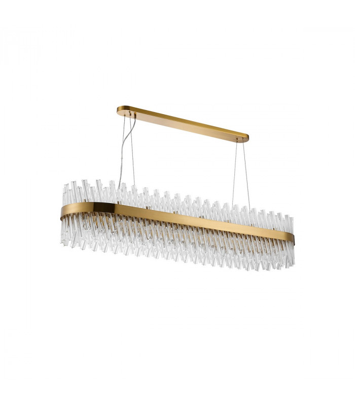 Lysander 36 Light G9 Ceiling Pendant Oblong Brass Clear Item Weight: 33.98kg-4