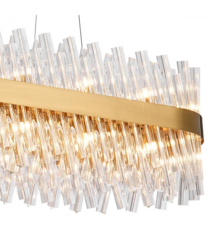 Lysander 36 Light G9 Ceiling Pendant Oblong Brass Clear Item Weight: 33.98kg-9