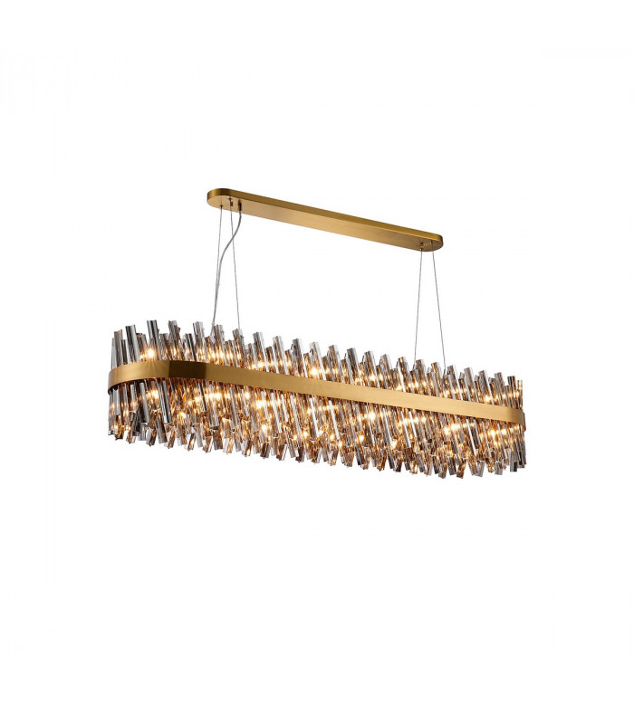 Lysander 36 Light G9 Ceiling Pendant Oblong Brass Smoke Item Weight: 33.98kg-1