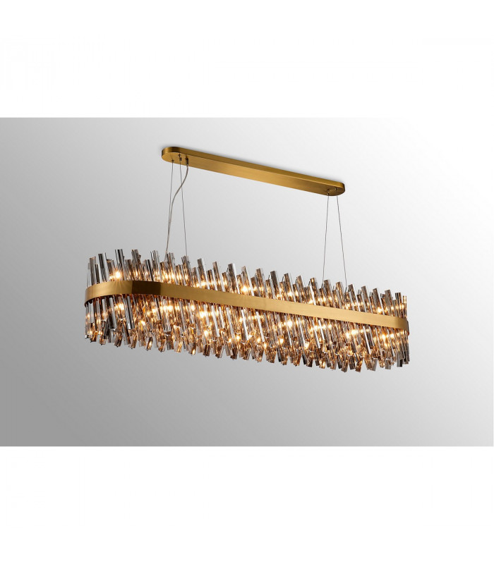 Lysander 36 Light G9 Ceiling Pendant Oblong Brass Smoke Item Weight: 33.98kg-3
