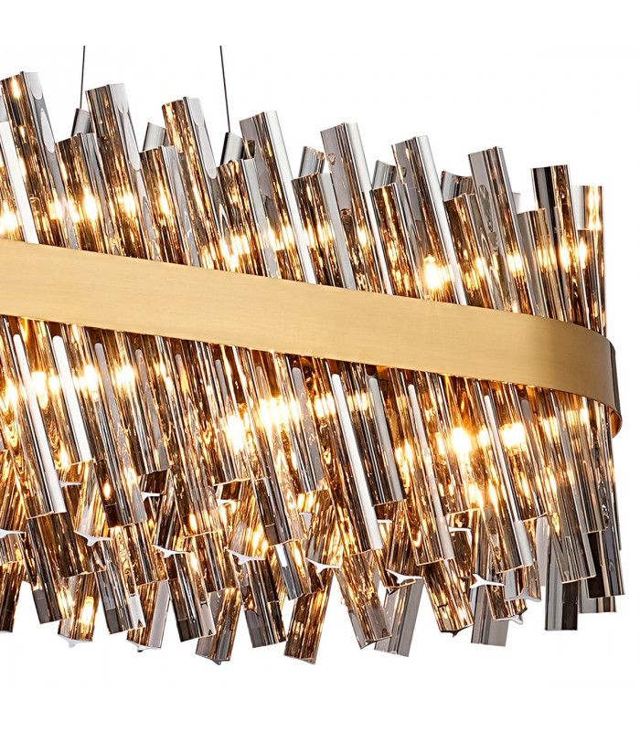 Lysander 36 Light G9 Ceiling Pendant Oblong Brass Smoke Item Weight: 33.98kg-9