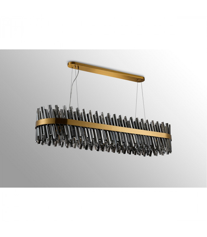 Lysander 36 Light G9 Ceiling Pendant Oblong Brass Smoke Item Weight: 33.98kg-10