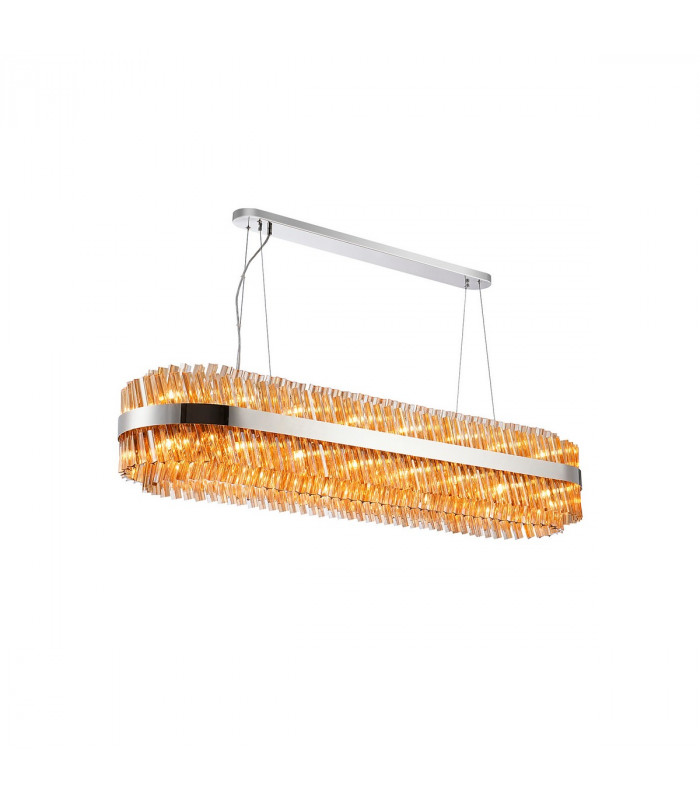 Lysander 36 Light G9 Ceiling Pendant Oblong Polished Nickel Amber Item Weight: 33.98kg-5