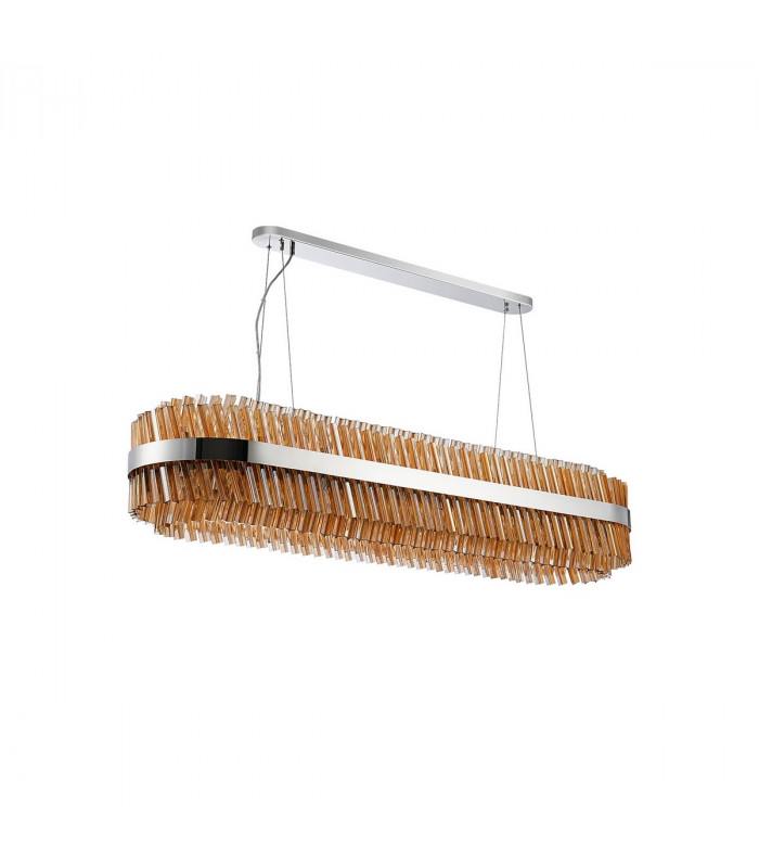 Lysander 36 Light G9 Ceiling Pendant Oblong Polished Nickel Amber Item Weight: 33.98kg-6