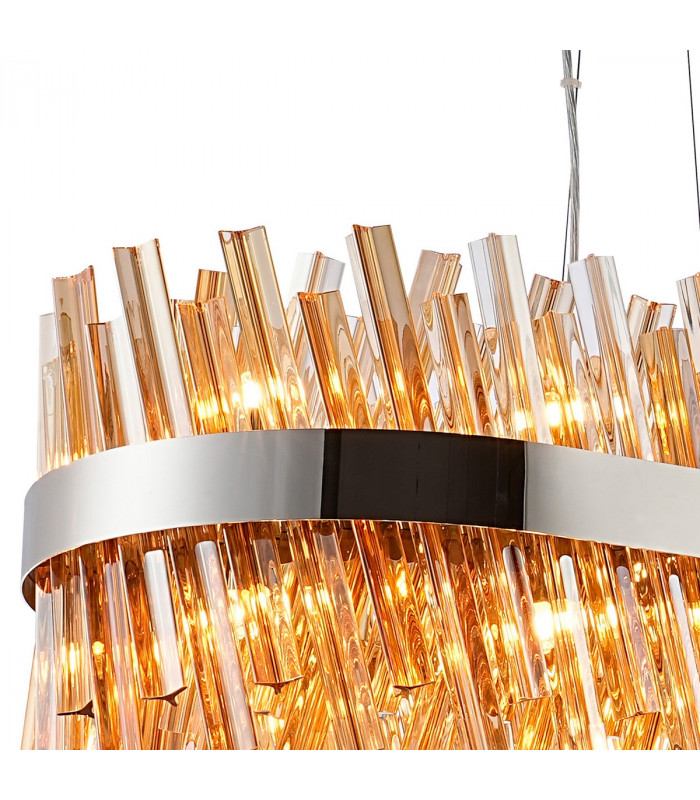 Lysander 36 Light G9 Ceiling Pendant Oblong Polished Nickel Amber Item Weight: 33.98kg-8