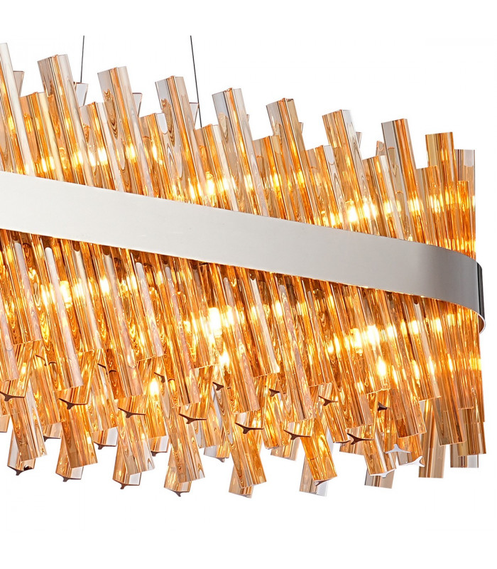 Lysander 36 Light G9 Ceiling Pendant Oblong Polished Nickel Amber Item Weight: 33.98kg-9