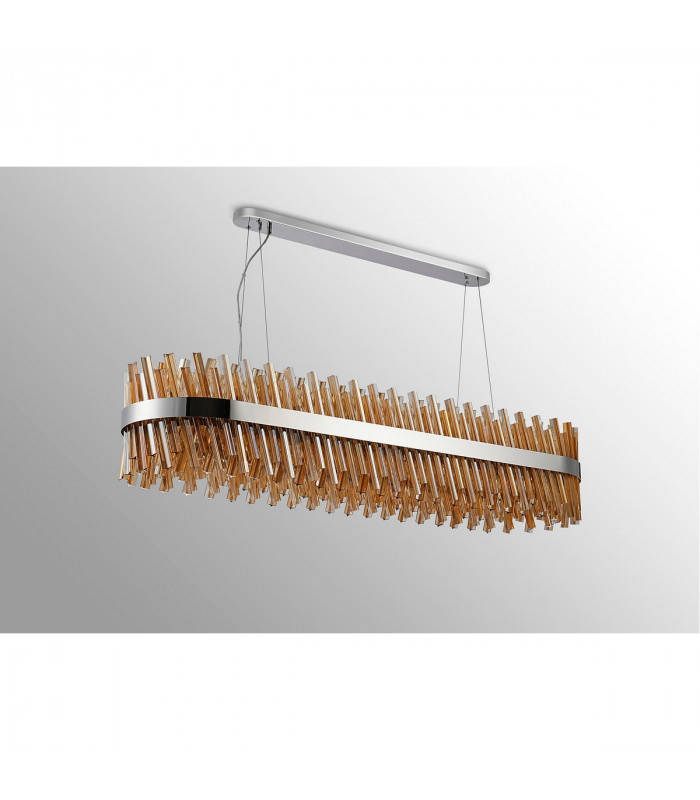 Lysander 36 Light G9 Ceiling Pendant Oblong Polished Nickel Amber Item Weight: 33.98kg-10