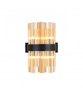 Lysander 4 Light G9 Wall Lamp Satin Black Amber-1