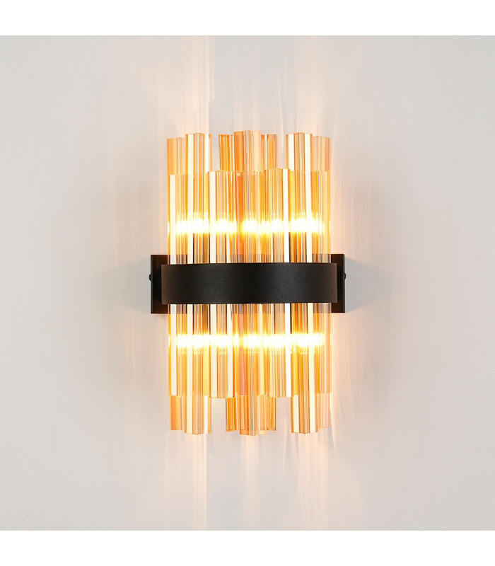 Lysander 4 Light G9 Wall Lamp Satin Black Amber-3