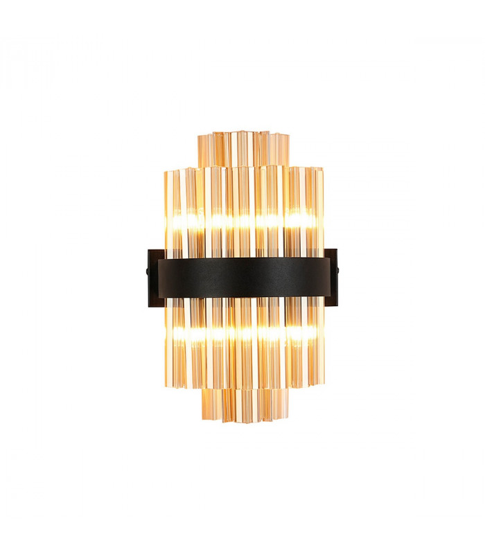Lysander 4 Light G9 Wall Lamp Satin Black Amber-5
