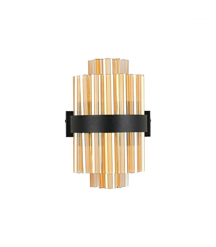Lysander 4 Light G9 Wall Lamp Satin Black Amber-6