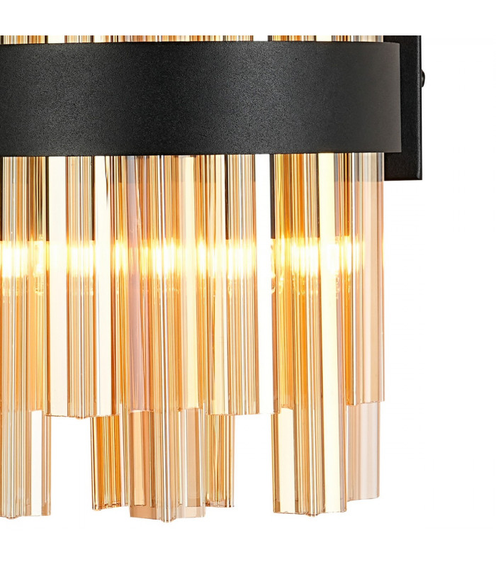 Lysander 4 Light G9 Wall Lamp Satin Black Amber-8