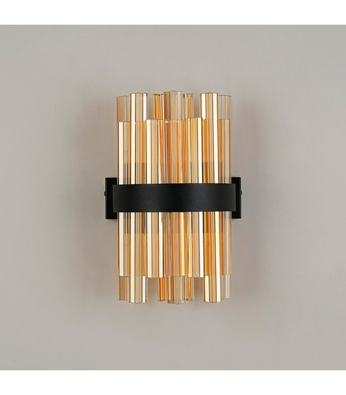 Lysander 4 Light G9 Wall Lamp Satin Black Amber-9