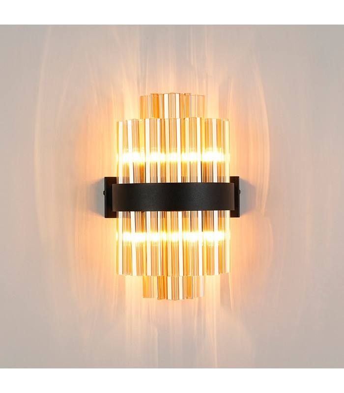 Lysander 4 Light G9 Wall Lamp Satin Black Amber-10
