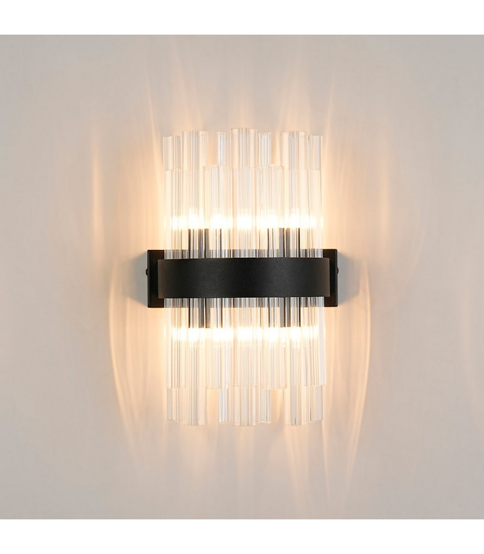 Lysander 4 Light G9 Wall Lamp Satin Black Clear-3