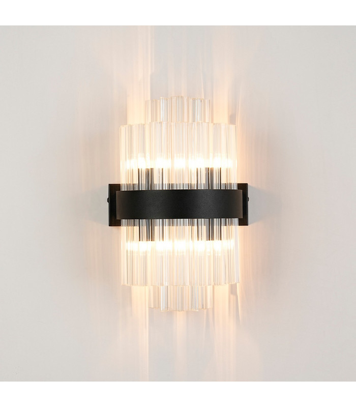 Lysander 4 Light G9 Wall Lamp Satin Black Clear-10