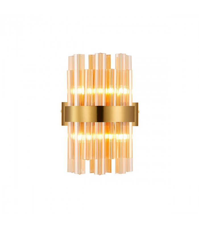 Lysander 4 Light G9 Wall Lamp Brass Amber-1