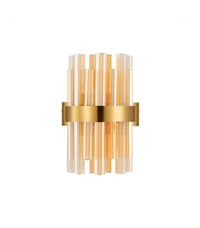 Lysander 4 Light G9 Wall Lamp Brass Amber-4