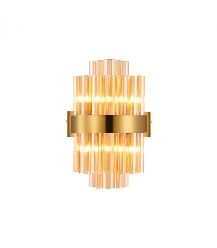Lysander 4 Light G9 Wall Lamp Brass Amber-5