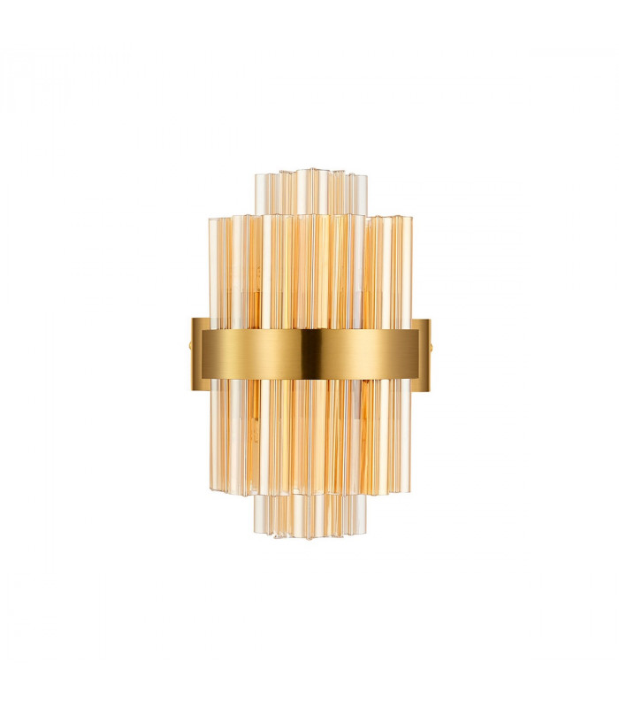 Lysander 4 Light G9 Wall Lamp Brass Amber-6