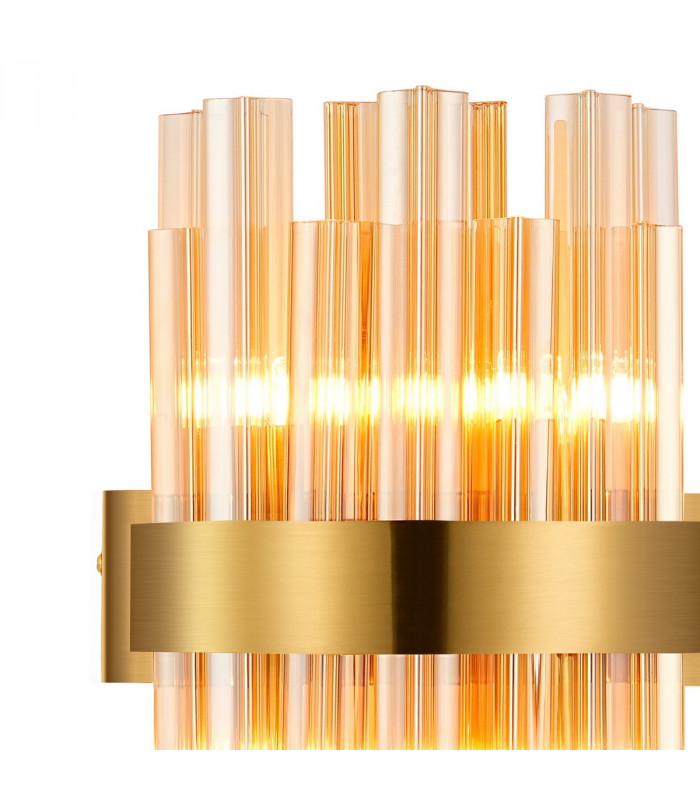 Lysander 4 Light G9 Wall Lamp Brass Amber-7