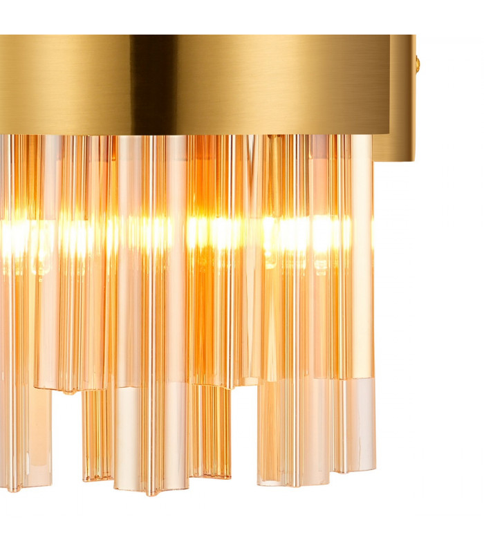 Lysander 4 Light G9 Wall Lamp Brass Amber-8