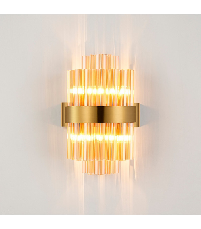 Lysander 4 Light G9 Wall Lamp Brass Amber-10