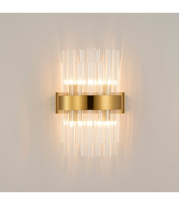 Lysander 4 Light G9 Wall Lamp Brass Clear-3