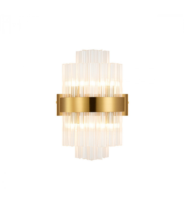 Lysander 4 Light G9 Wall Lamp Brass Clear-5